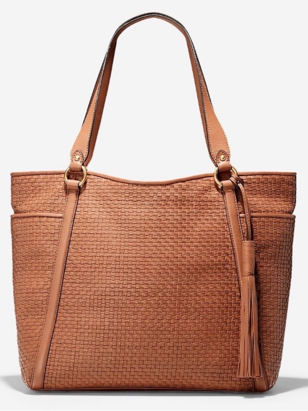 Cole Han Brown Leather Woven Tote